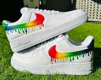Custom AirForce 1, Custom Nike Shoes, Rainbow Drip Custom, Hand-Painted Gift, Low Dunks, Cool New Trending