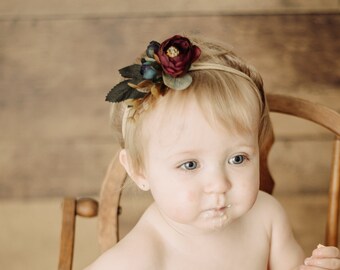 maroon baby headband