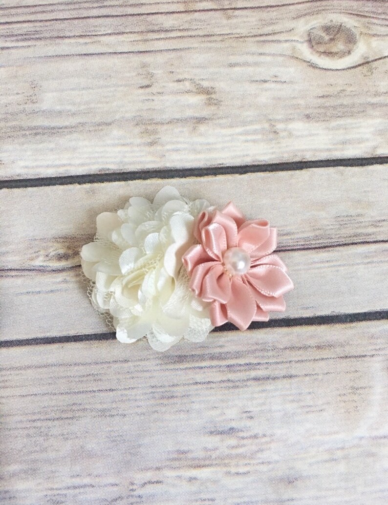 Rose Gold Flower Hair Clip Blush Hair Clip Girl Hair Etsy