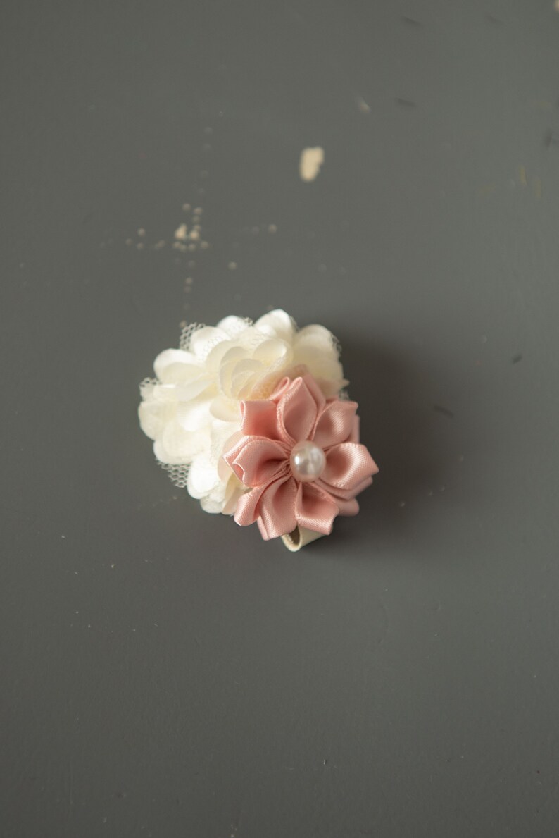 Rose Gold Flower Hair Clip Blush Hair Clip Girl Hair Etsy