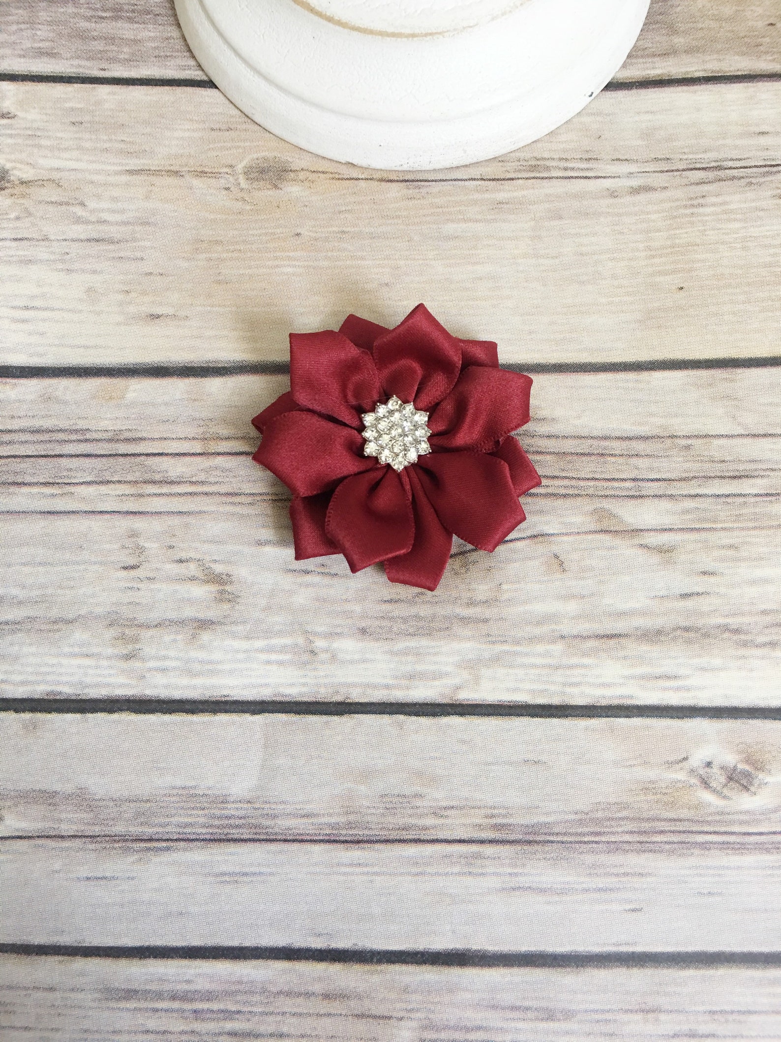 Burgundy Flower Clip Gold Hair Clip Girl Hair Clip Flower Etsy