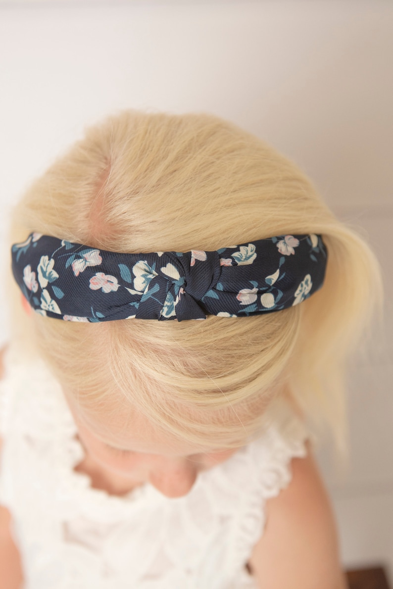 Navy floral knotted hard headband for girl womens hard Etsy