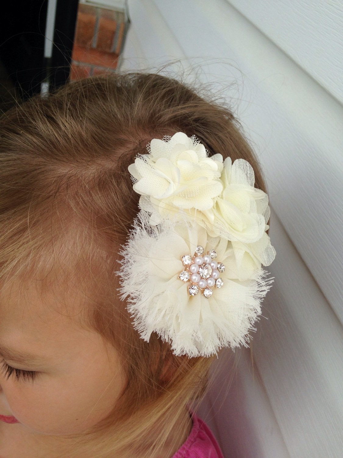 Ivory Gold Hair Clip Gold Flower Clip Shiny Gold Wedding Etsy