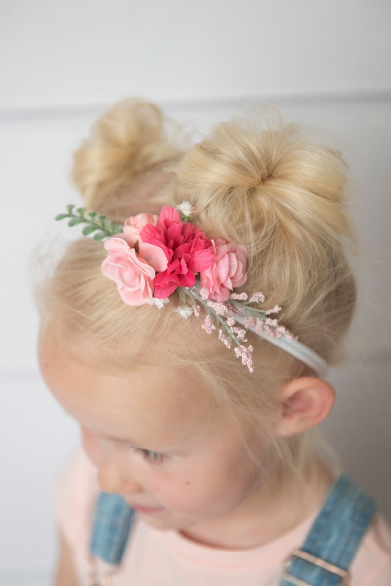 cherry blossom headband silk flower nylon headband pink Bridal hair accessory pink flower baby headband Pink rose flower nylon headband