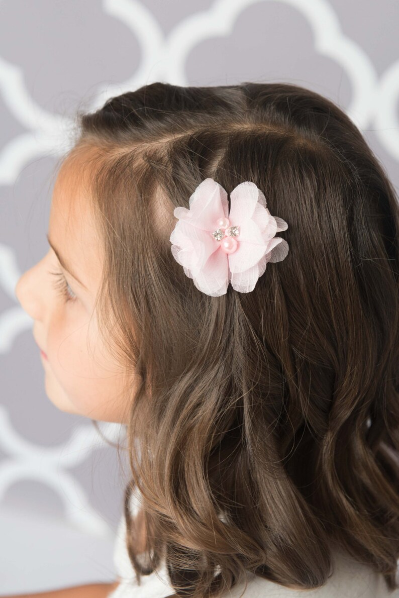 Blush Clips 2 Mini Chiffon Clips Dusty Pink Hair Clip Girl Etsy