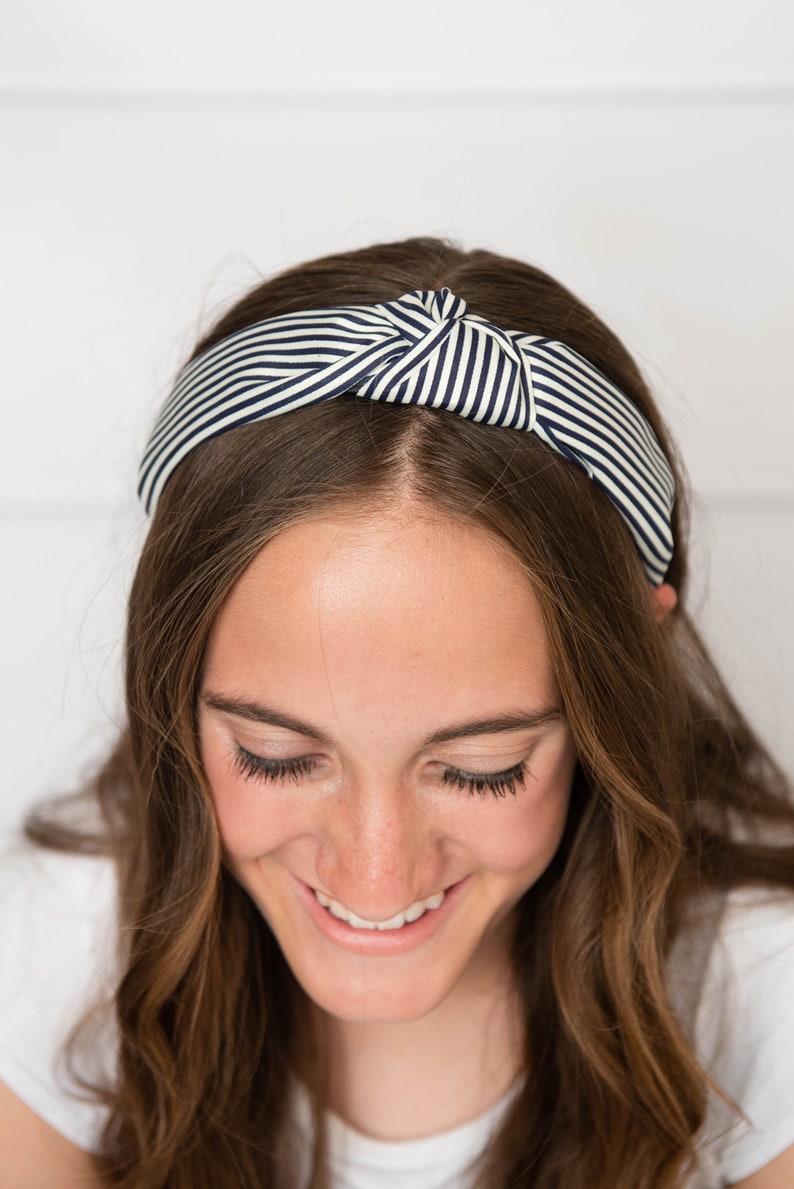 Navy Knot Headband Girl Womens Hard Headband for Women Navy Etsy