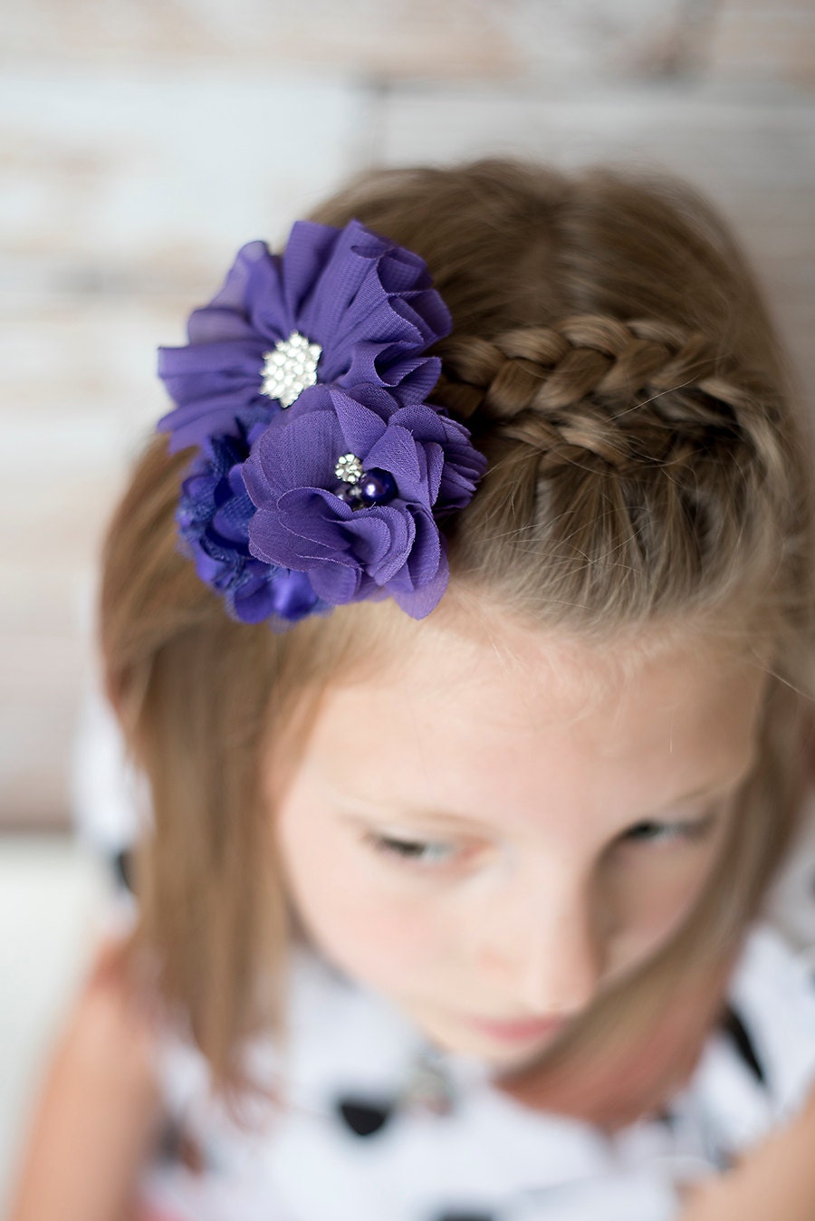 Purple flower clip purple bow purple hair clip purple hair Etsy