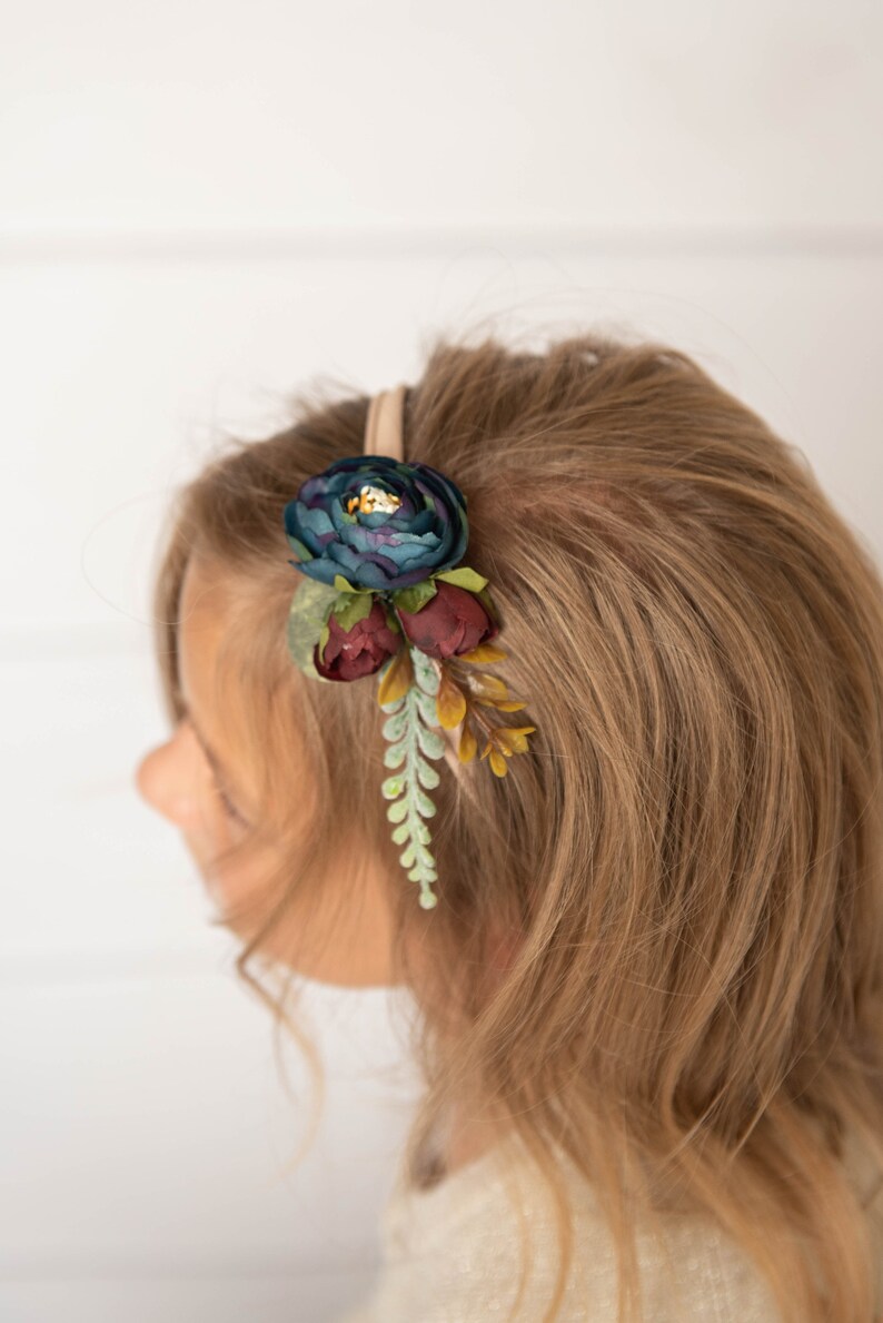 Burgundy Nylon Headband Navy Silk Flower Headband Baby Etsy