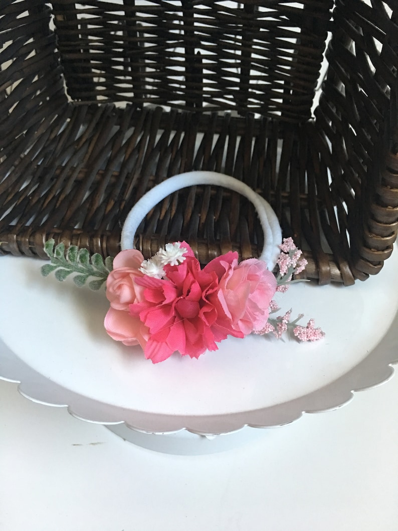 cherry blossom headband silk flower nylon headband pink Bridal hair accessory pink flower baby headband Pink rose flower nylon headband