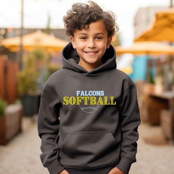 Customized Softball Youth Hoodie, Personalized Team Sweater, Vintage Softball Hoodie, Custom Mascot Sweater, Youth Hooded Sweatshirt, Sting