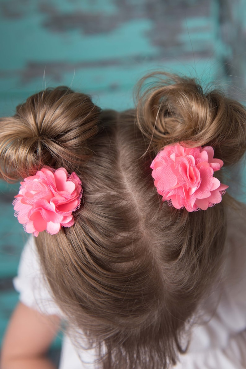 Pink hair clip pink flower clip girl hair bow toddler hair Etsy