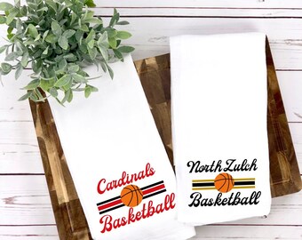 Basketball Tea Towel, Gift for Coach, Gift for mom, basketball team gift, basketball gift, Personalized gift, Personalized basketball towel,