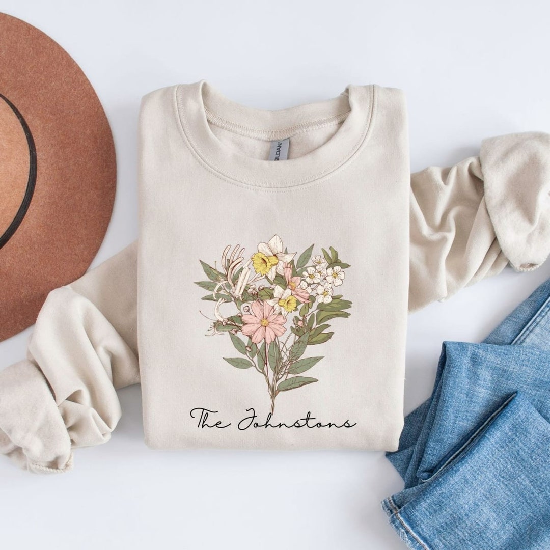 Custom Birth Month Flower Bouquet Sweatshirt, Floral Sweatshirt for ...