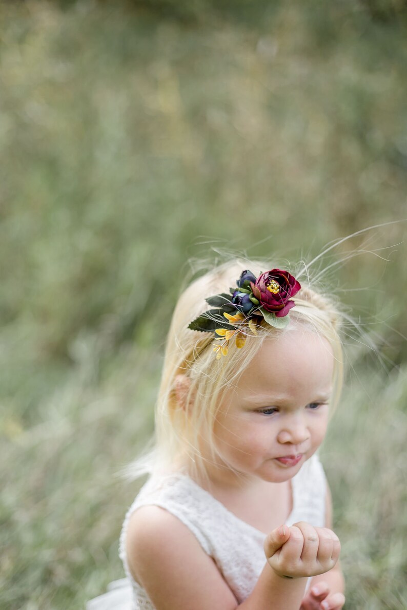 Burgundy nylon headband navy silk flower headband baby Etsy