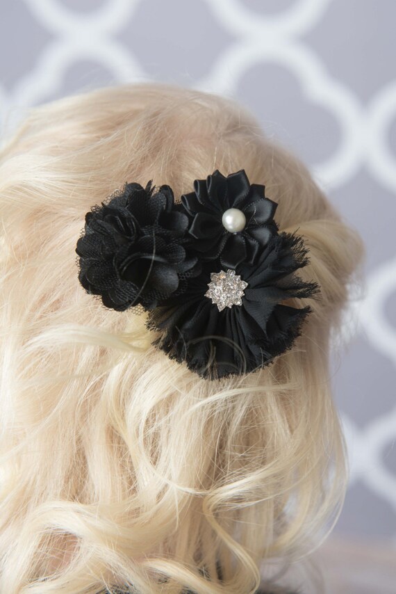 black flower hair accessories