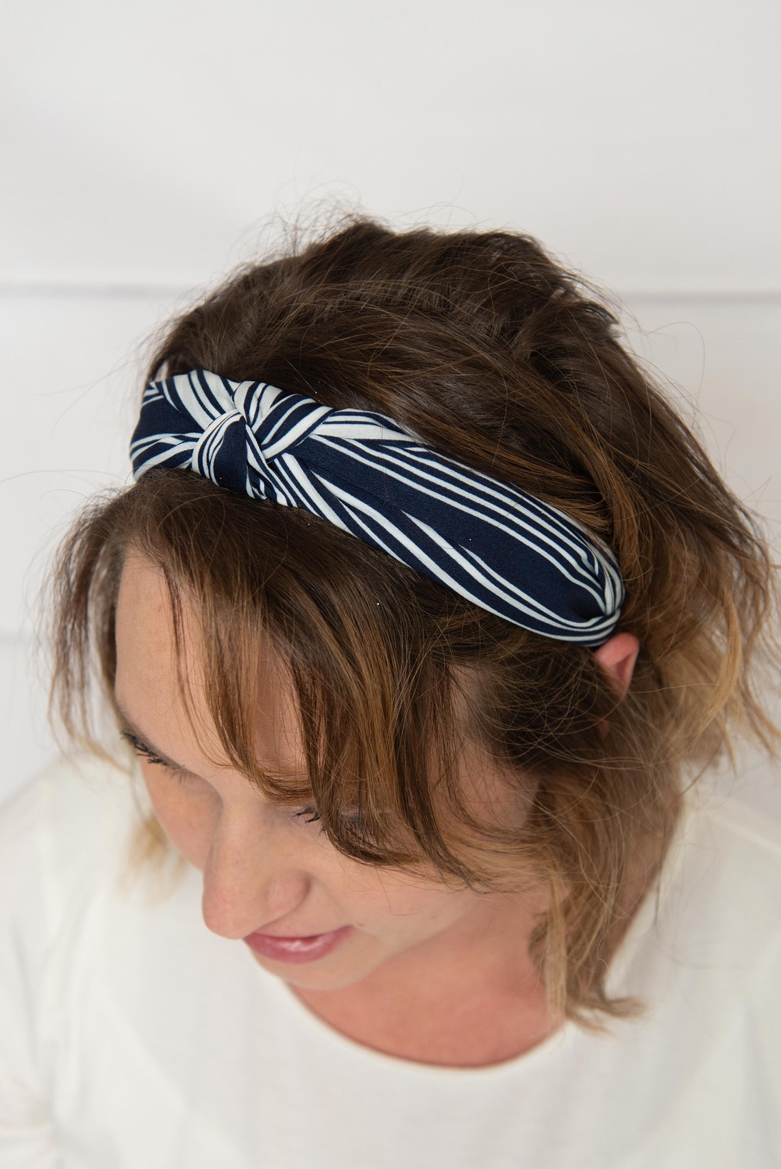 Navy knot headband girl womens hard headband for women navy Etsy
