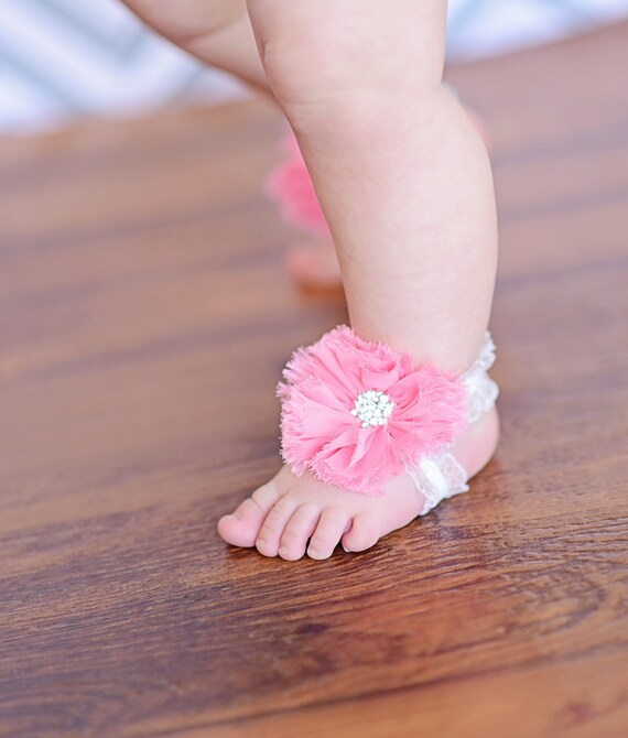 Items similar to Flower Barefoot Sandals! Choose colors Newborn sandals