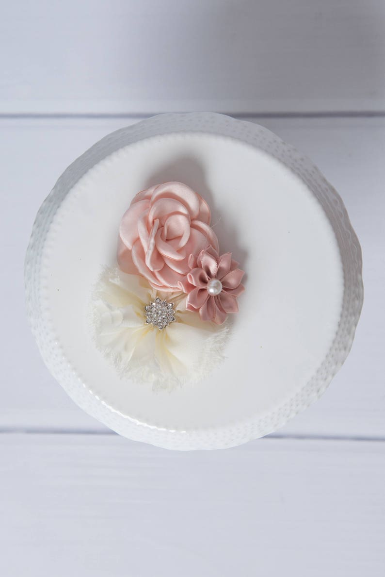 Blush Hair Clip Ivory Flower Clip Burgundy Clip Girl Hair Etsy
