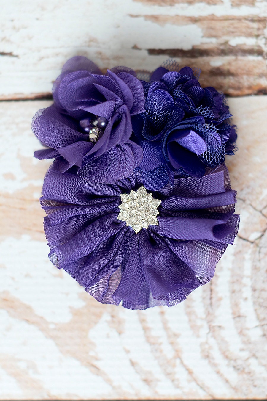 Purple flower clip purple bow purple hair clip purple hair Etsy