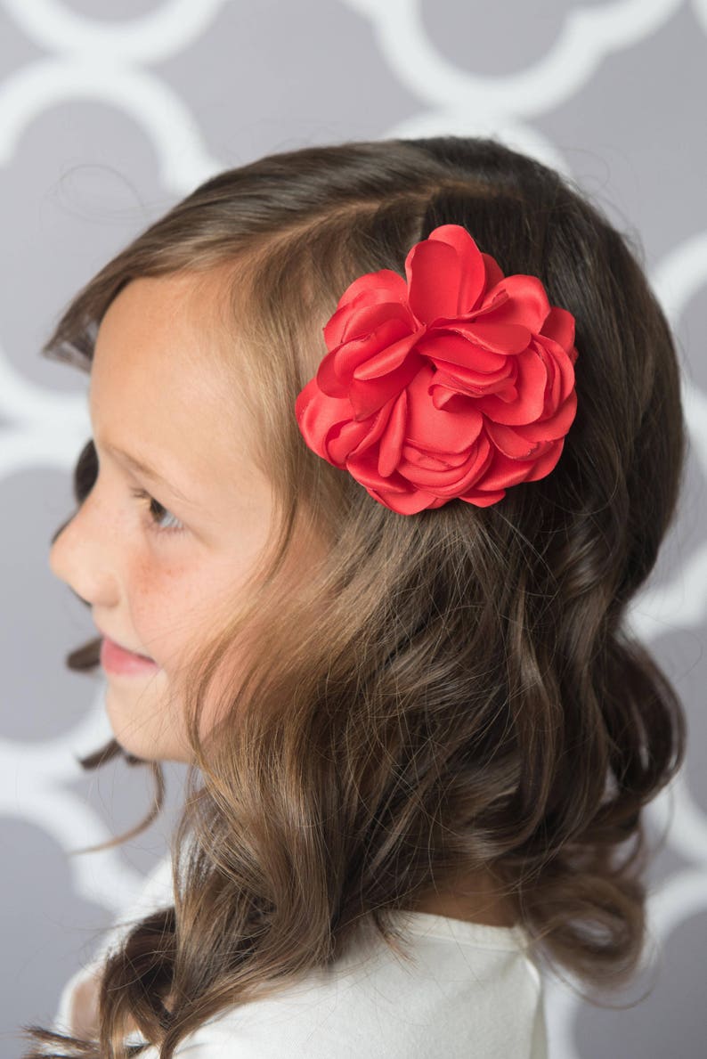 girl hair clip hair accessory Christmas outft Burgundy rose flower hair clip Christmas hair clip girl birthday gift flower girl gift