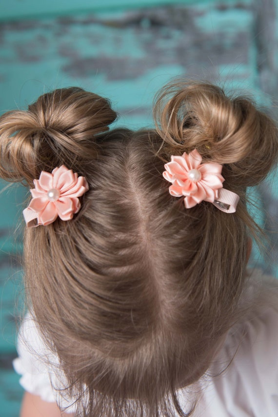 Peach Hair Clip Piggy Tail Hair Clip Flower Hair Accessory Etsy