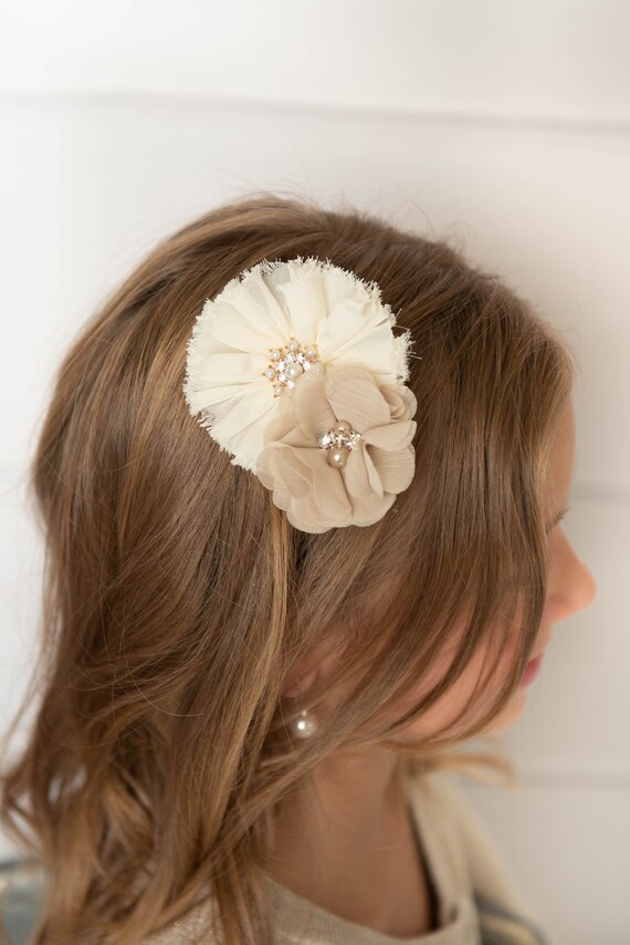 ivory hair flower clip