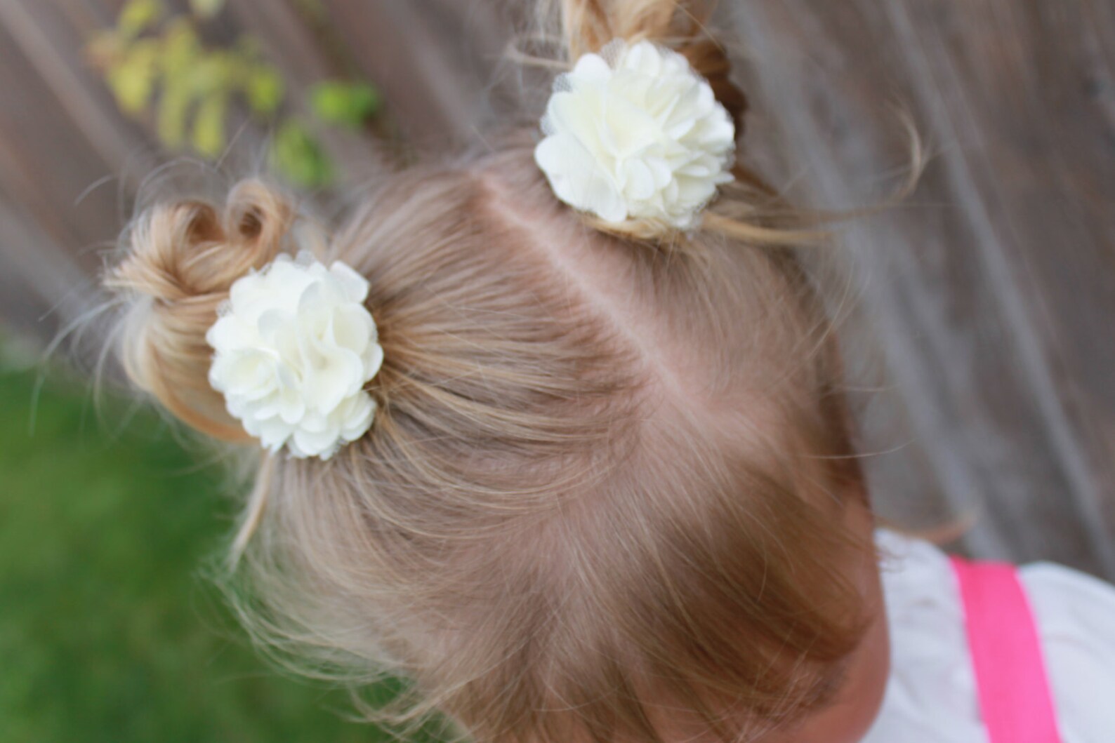 Ivory Hair Clips 2 Clips Chiffon Flower Clip Piggy Tail Etsy