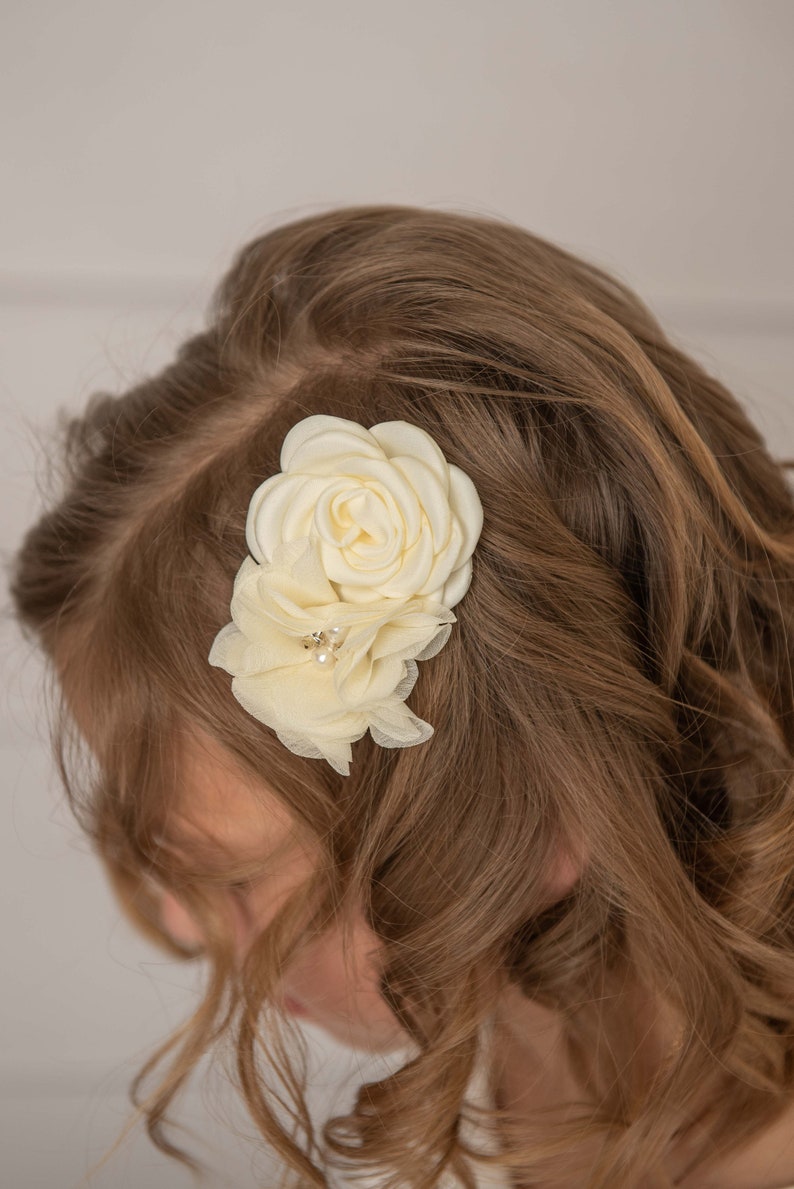 Ivory Clip Cream Flower Clip Toddler Hair Clip Baby Shower Etsy