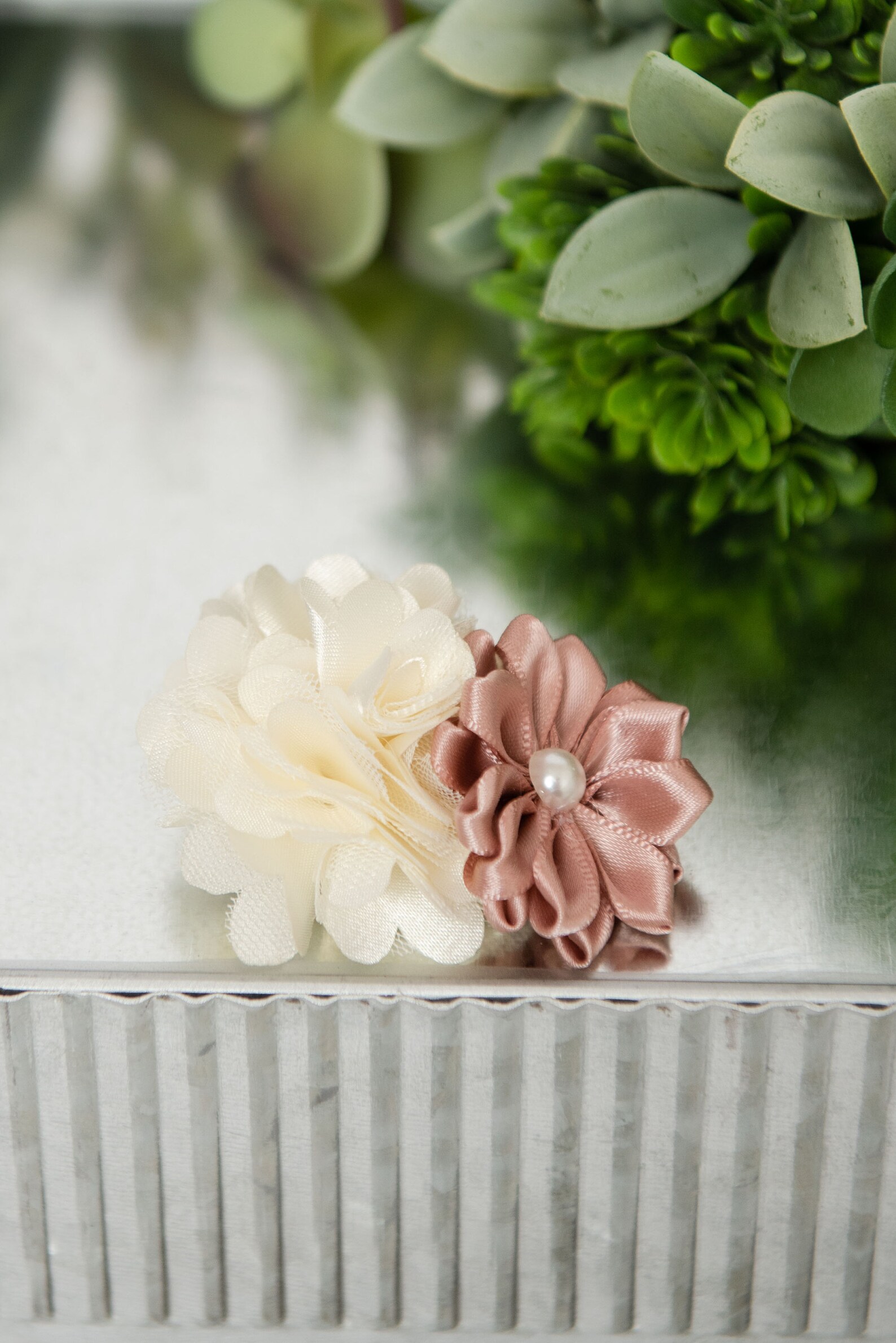 Rose Gold Flower Hair Clip Blush Hair Clip Girl Hair Etsy