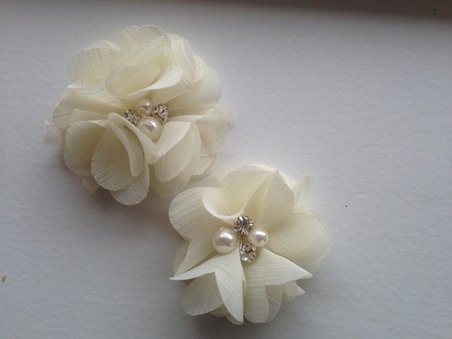 Ivory Hair Clips Ivory Bows Piggy Tail Hair Clips Flower - Etsy