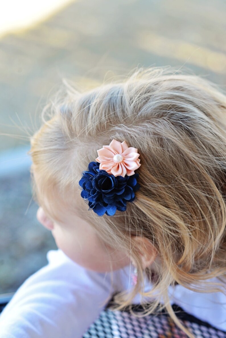 Rose Gold Flower Hair Clip Blush Hair Clip Girl Hair Etsy