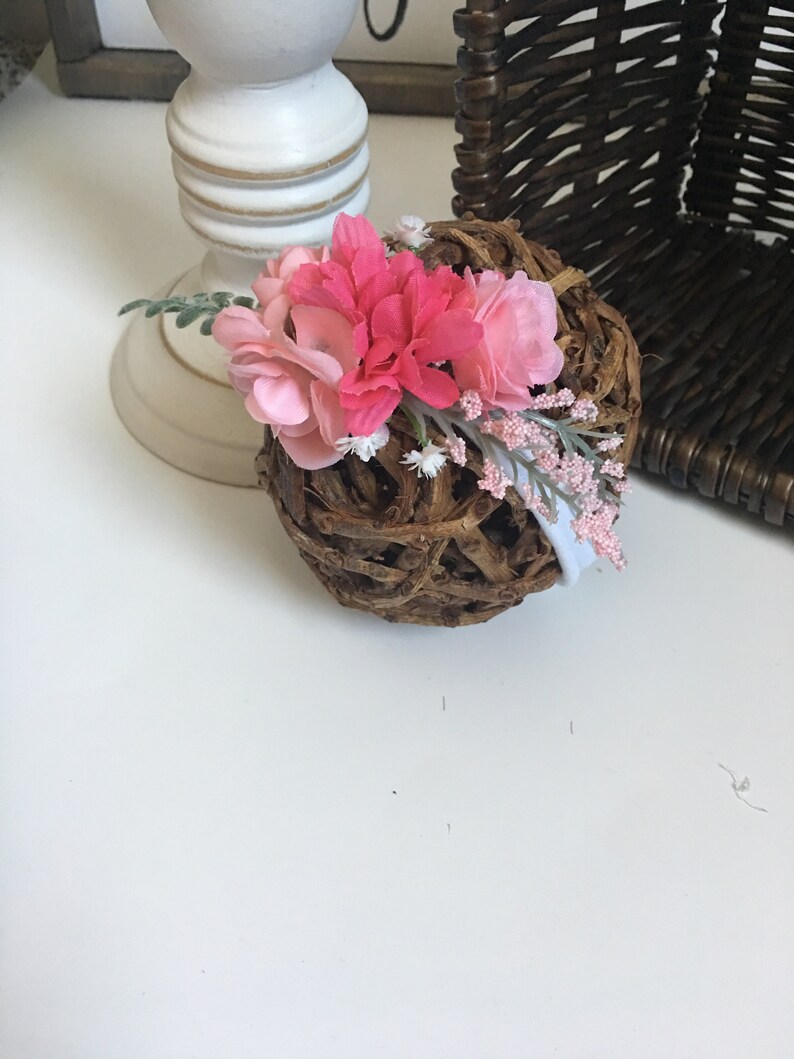 cherry blossom headband silk flower nylon headband pink Bridal hair accessory pink flower baby headband Pink rose flower nylon headband