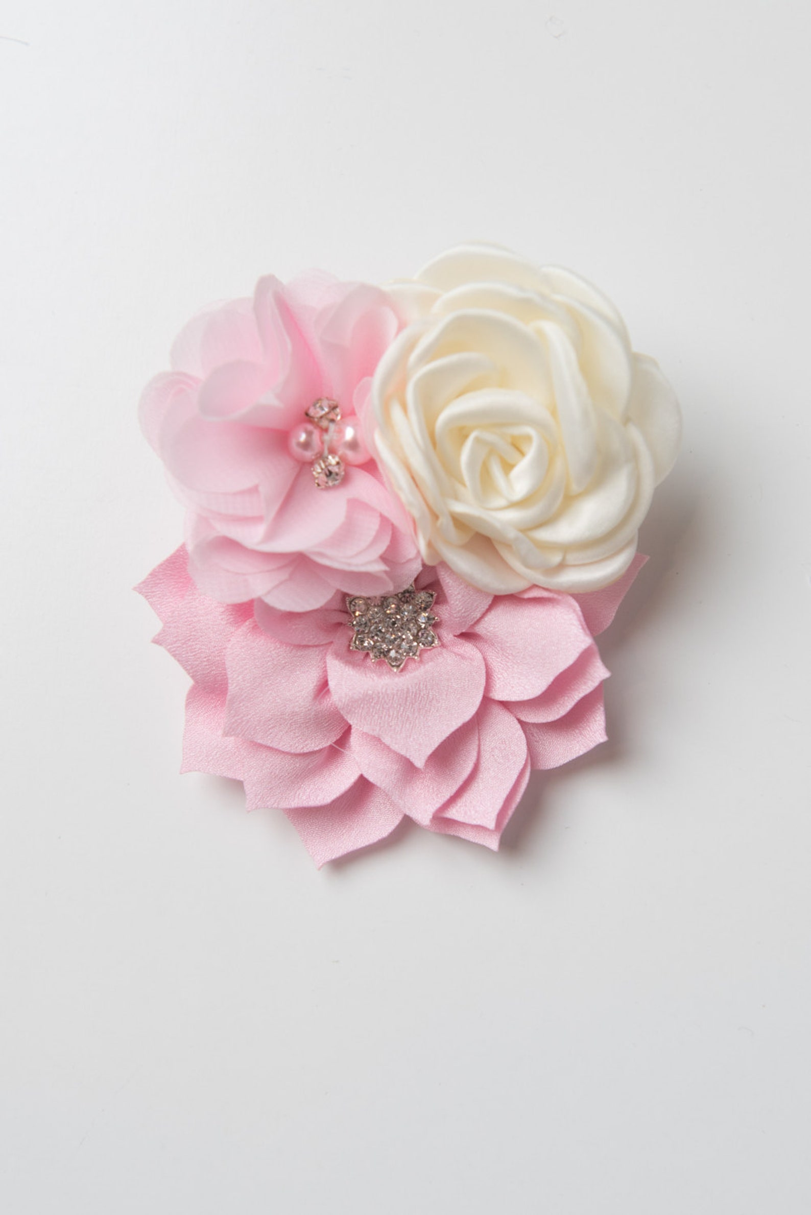 Blush hair clip ivory flower clip light pink clip girl hair Etsy