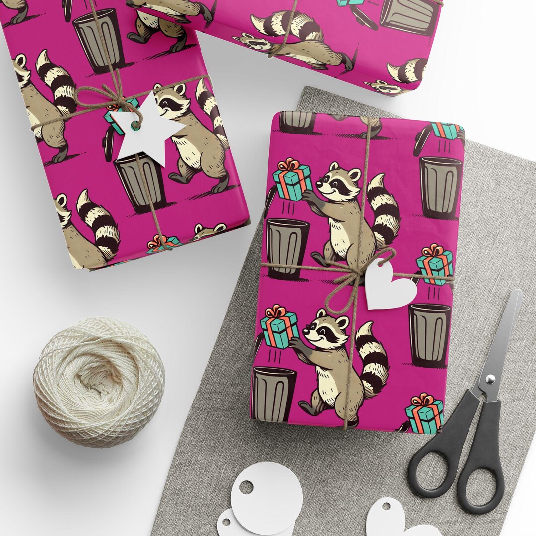 Staring Racoon Paper Funny Racoon Wrapping Papers, Cute Raccoon Design, Gift Wrap Roll ...