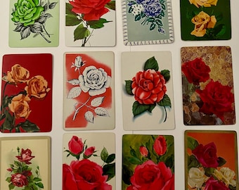 12 pink, green yellow variety of roses playing cards
