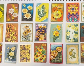 21 sunny yellow toned flowers playing cards