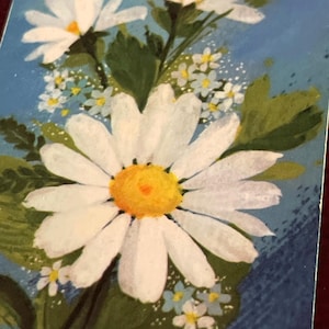 1 blue and white floral daisy swap card scrapbooking junk journal / playing card