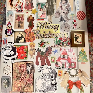 Vintage inspired Christmas scraps ephemera paper scraps for journals and scrapbooks NO PRINTING ready to use lot A