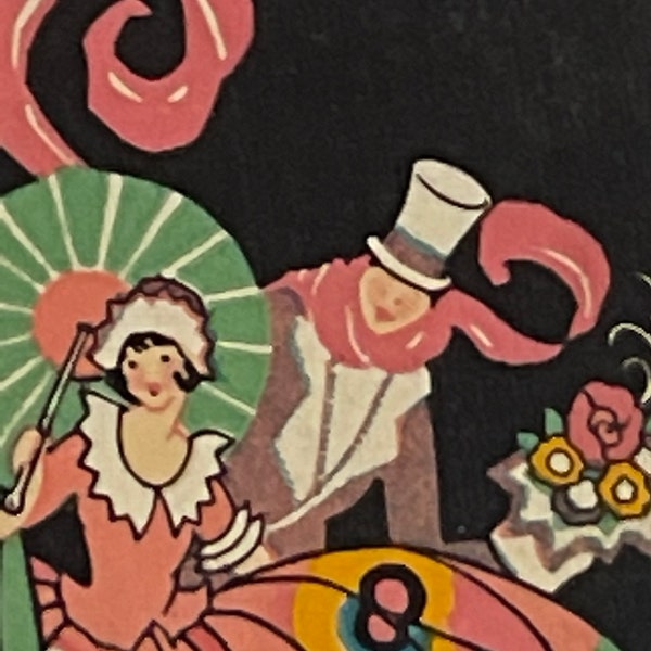 grungy Art deco lady pink dress couple swap card The Belle