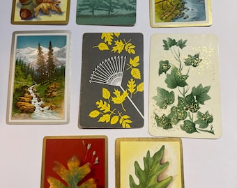 8 trees and leaves lot of playing cards