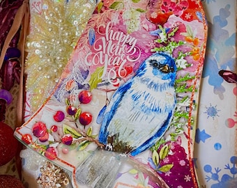 Handmade Christmas Vintage Paper Bag Scrapbook Album: Nostalgic Lace, Photo Memory Keeper