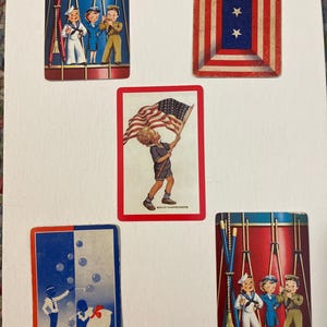 5 vintage patriotic flag standard size playing cards