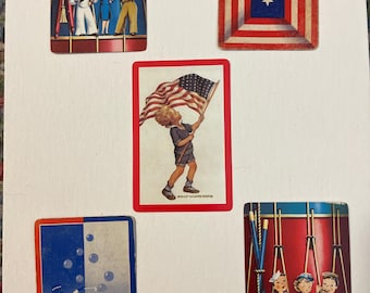 5 vintage patriotic flag standard size playing cards