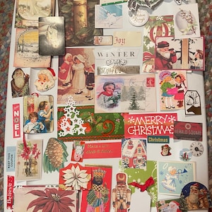 Vintage inspired Christmas scraps ephemera paper scraps for journals and scrapbooks NO PRINTING ready to use lot D