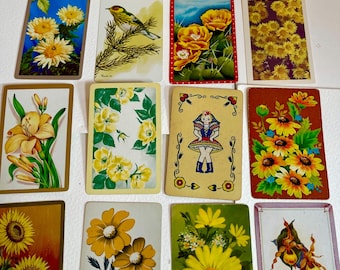 16 sunny yellow toned flowers playing cards