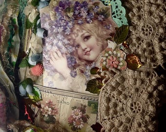 Handmade Vintage Paper Bag Scrapbook Album: Nostalgic Lace, Photo Memory Keeper
