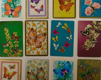 12 Vintage butterfly swap cards junk journal smash books / playing cards