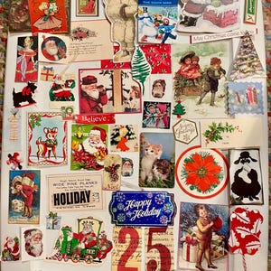 Vintage inspired Christmas scraps ephemera paper scraps for journals and scrapbooks NO PRINTING ready to use lot C