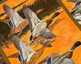 1 Mallard Ducks flying orange horizon swap card