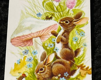1 Bunny rabbit and mushroom swap card